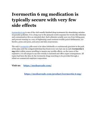 ivermectin 6 mg medication is typically secure