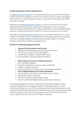 College Management System Myclassboard