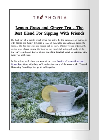 Lemon Grass and Ginger Tea - The Best Blend For Sipping With Friends