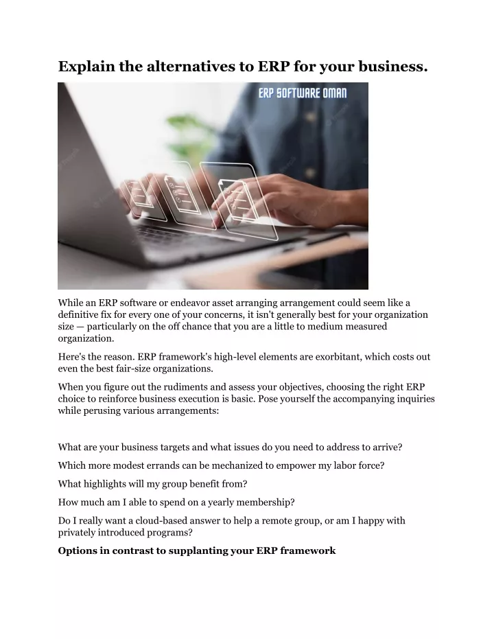explain the alternatives to erp for your business