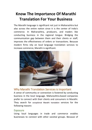 Know The Importance Of Marathi Translation For Your Business