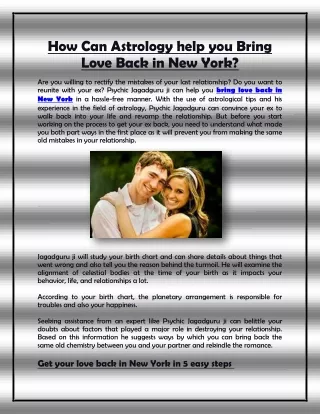 How Can Astrology help you Bring Love Back in New York?