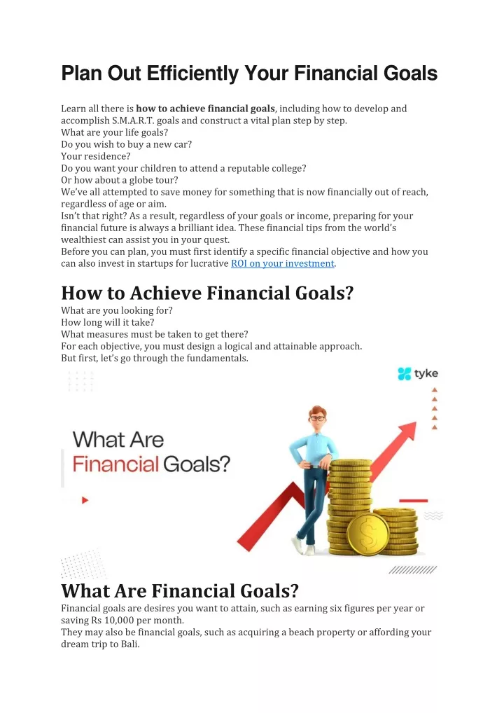 plan out efficiently your financial goals