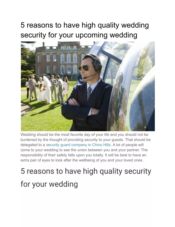 5 reasons to have high quality wedding security