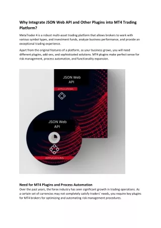 Why Integrate JSON Web API and Other Plugins into MT4 Trading Platform? | CPlugi