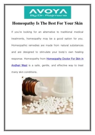 Homeopathy Doctor For Skin in Andheri West Call-8451839854