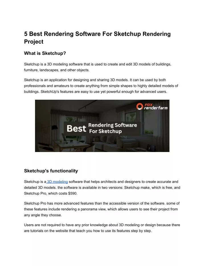 5 best rendering software for sketchup rendering