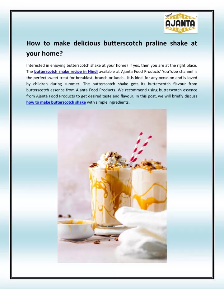 how to make delicious butterscotch praline shake