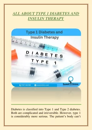 ALL ABOUT TYPE 1 DIABETES AND INSULIN THERAPY : Diabetic Centre In Vashi