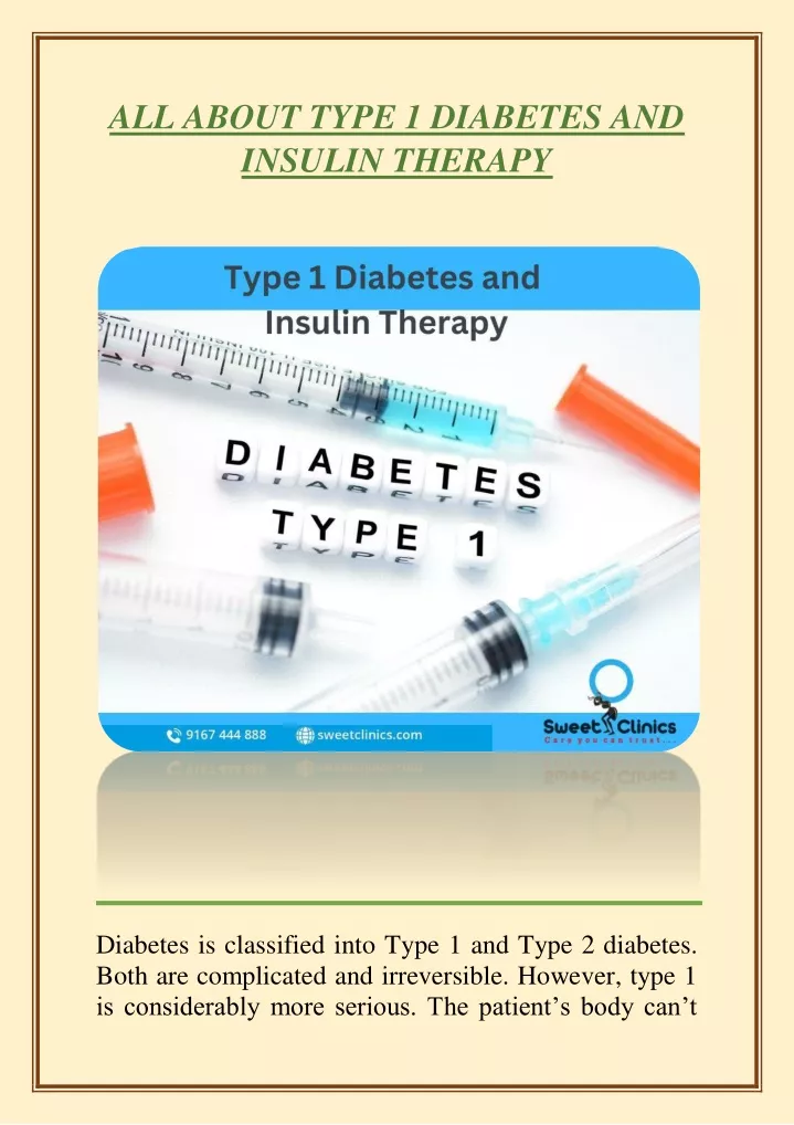 all about type 1 diabetes and insulin therapy