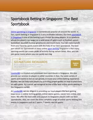 The Best Sportsbook Betting in Singapore