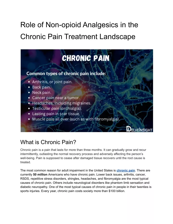 role of non opioid analgesics in the chronic pain