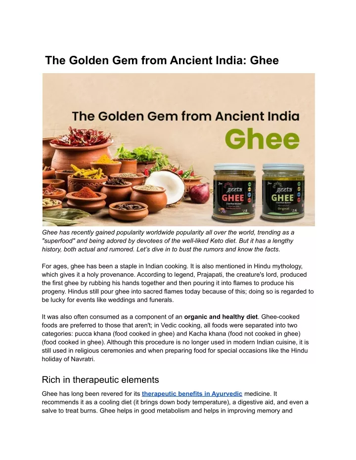 the golden gem from ancient india ghee