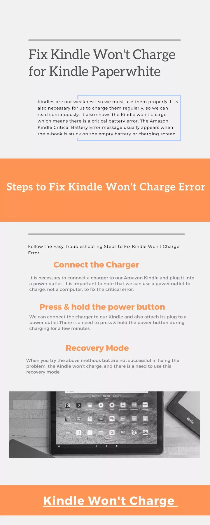 fix kindle won t charge for kindle paperwhite