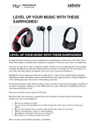 Level Up Your Music With These Earphones | Sabezy