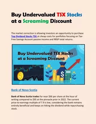 Buy Undervalued TSX Stocks at a Screaming Discount