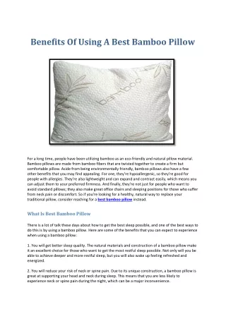 benefits of using a best bamboo pillow