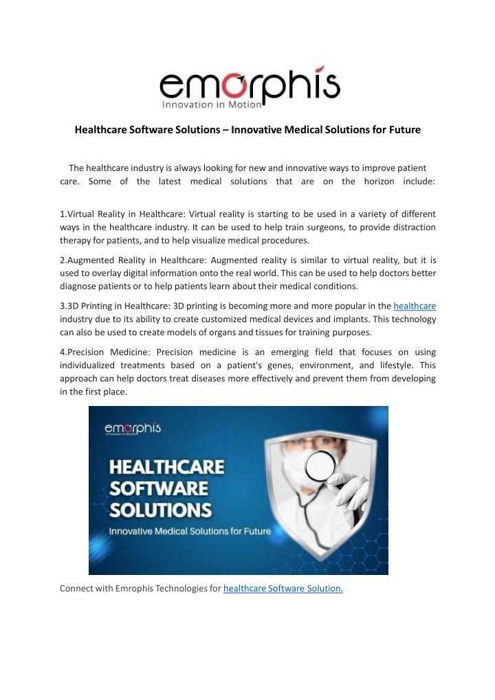 healthcare software solutions innovative medical