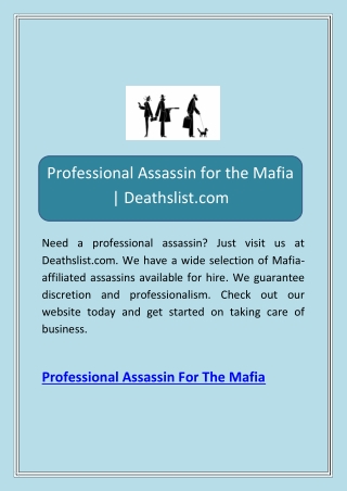 professional assassin for the mafia deathslist com