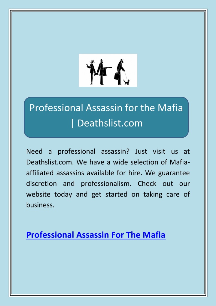 professional assassin for the mafia deathslist com