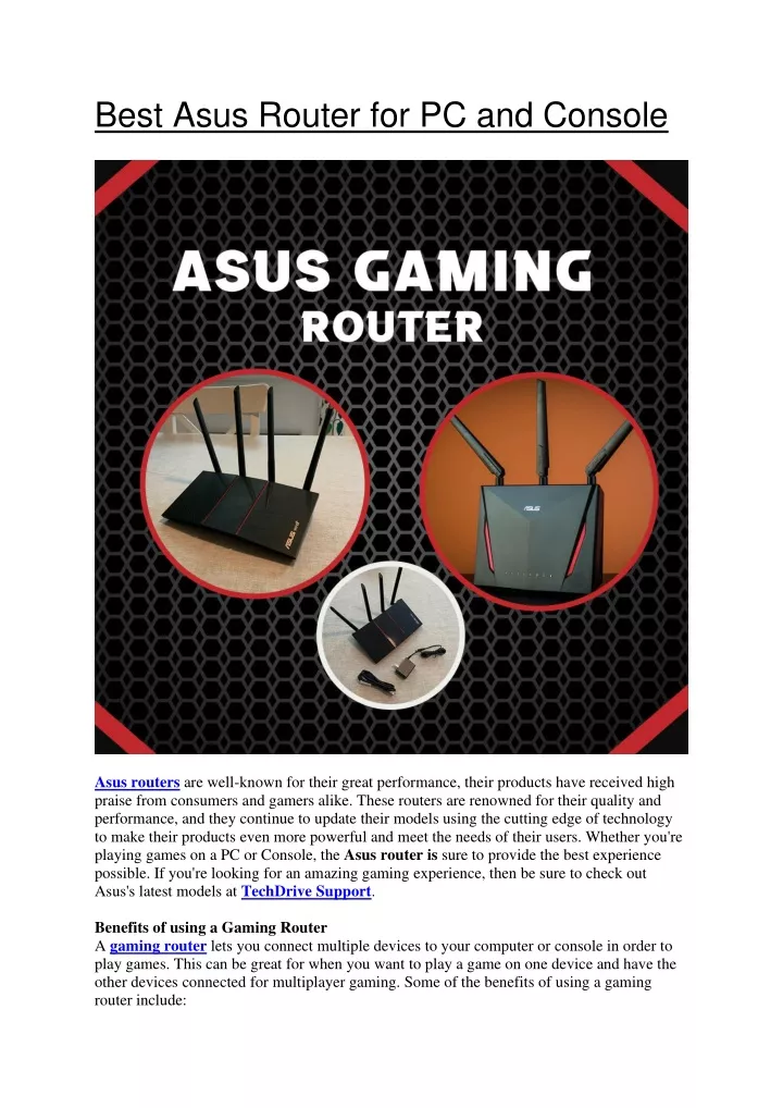 best asus router for pc and console