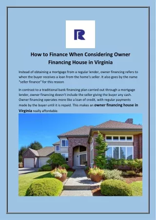 Grab the Best Deal on the Owner Financing House in Virginia