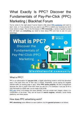 what exactly is ppc discover the fundamentals