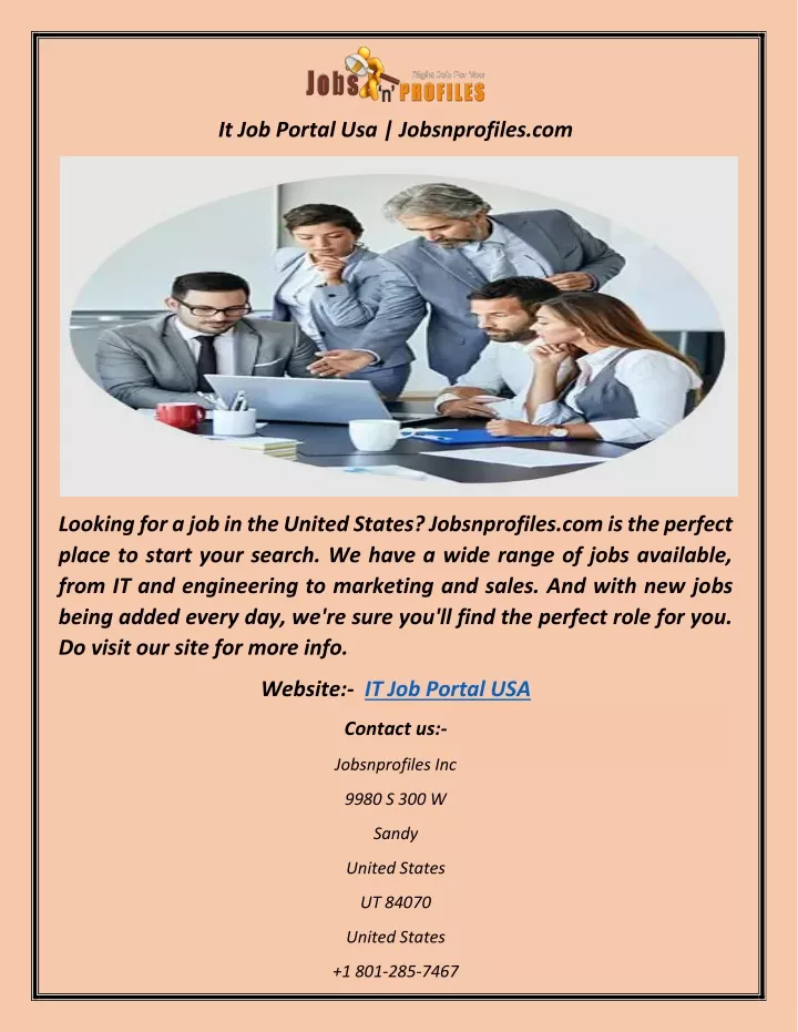 it job portal usa jobsnprofiles com