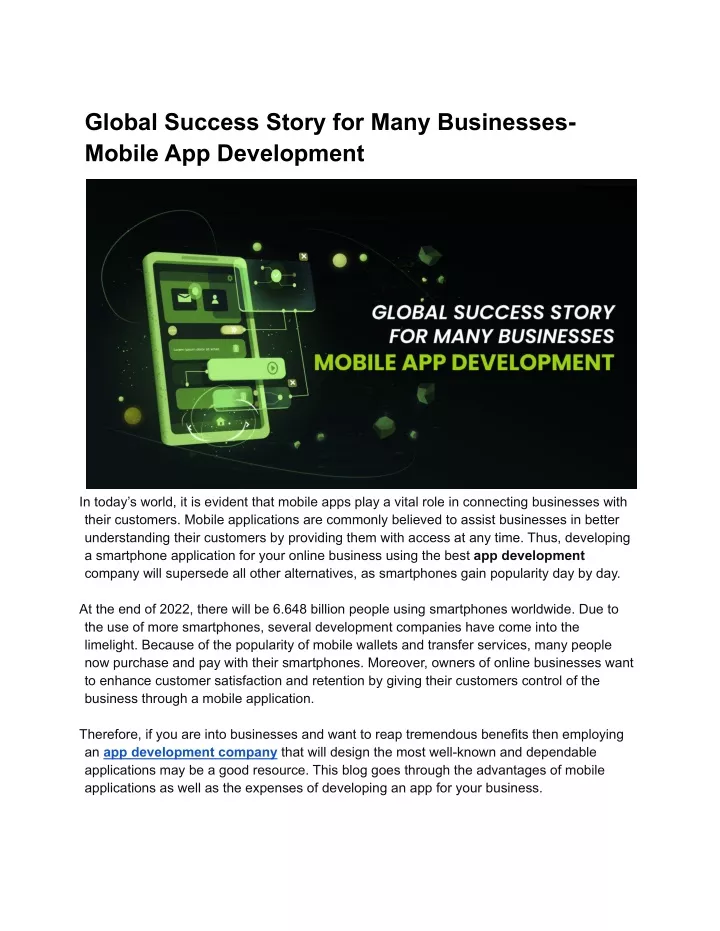 global success story for many businesses mobile