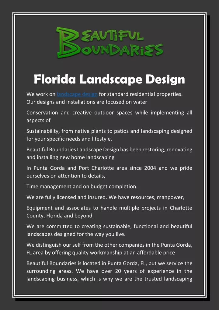 florida landscape design