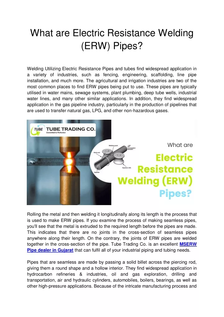 what are electric resistance welding erw pipes