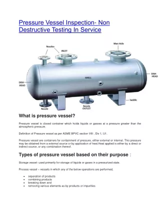 Pressure Vessel Inspection- Non Destructive Testing In Service - One Stop NDT