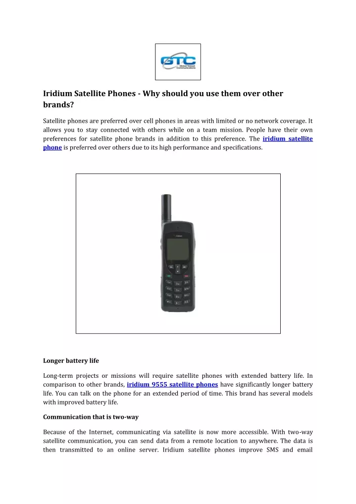 iridium satellite phones why should you use them