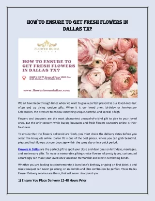 How to Ensure To Get Fresh Flowers in Dallas TX