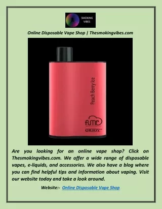 Online Disposable Vape Shop | Thesmokingvibes.com
