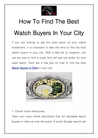 Watch Buyers in Delhi Call- 9022292222