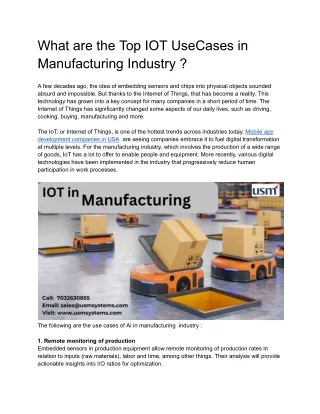 what are the top iot usecases in manufacturing