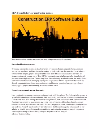 erp 6 benefits for your construction business