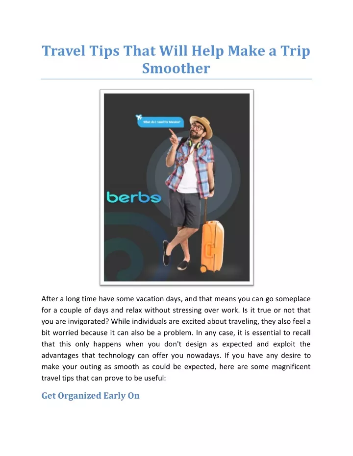 travel tips that will help make a trip smoother