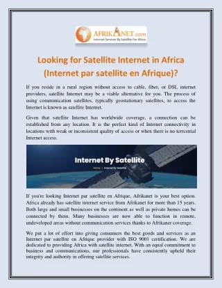 looking for satellite internet in africa internet