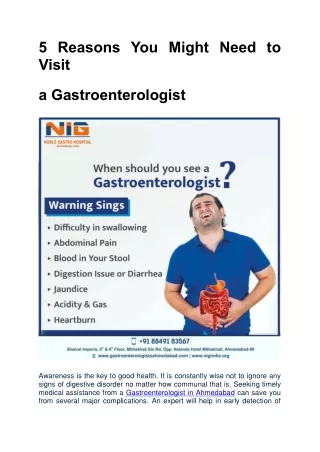 5 Reasons You Might Need to Visit a Gastroenterologist