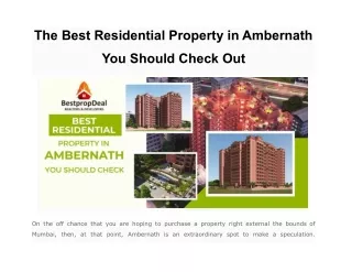 The Best Residential Property in Ambernath You Should Check Out