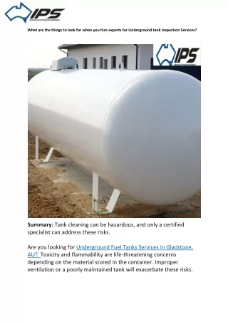 How are hiring experts for underground tank inspection services?