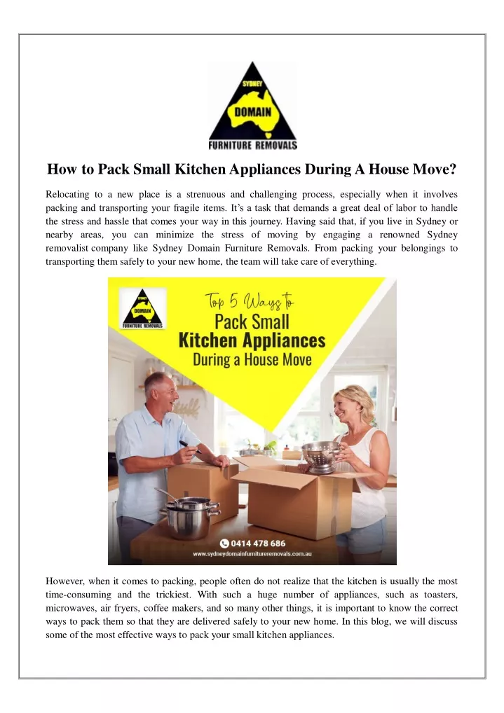how to pack small kitchen appliances during