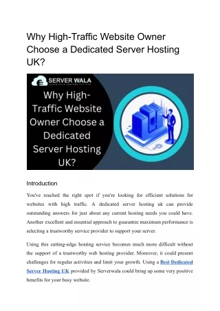 why high traffic website owner choose a dedicated