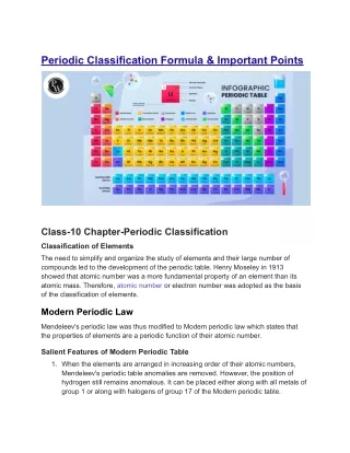 periodic classification formula important points
