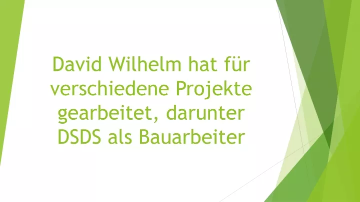 david wilhelm hat f r verschiedene projekte gearbeitet darunter dsds als bauarbeiter