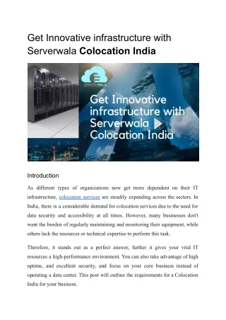 get innovative infrastructure with serverwala