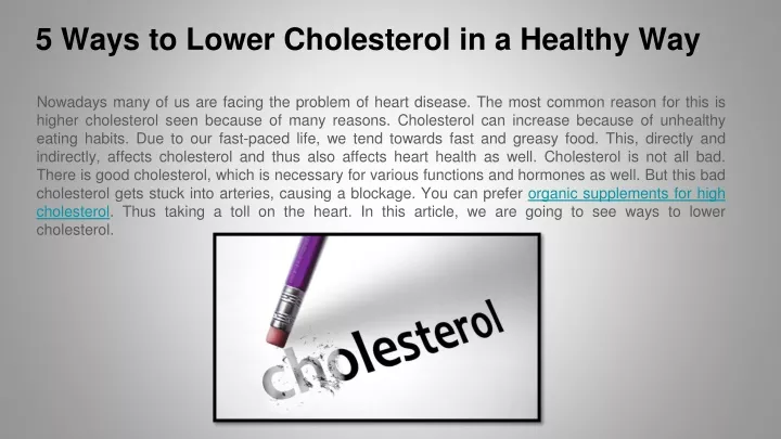 5 ways to lower cholesterol in a healthy way