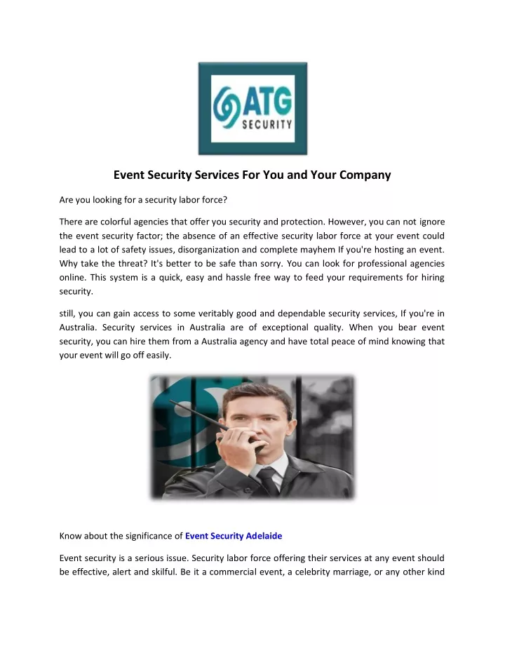 event security services for you and your company